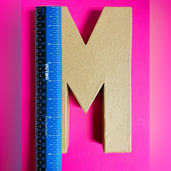 NWT. Block chunky paper mache letter “M”. Natural tan color. - Picture 3 of 4